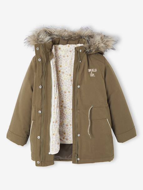 Parka fille 3 en 1 hiver à capuche DARK GREEN+kaki+PURPLE DARK+vert de gris - vertbaudet enfant 