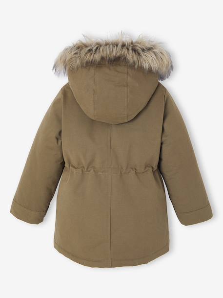 3-in-1 parka met capuchon meisje DARK GREEN+groengrijs+kaki+PURPLE DARK - vertbaudet enfant 