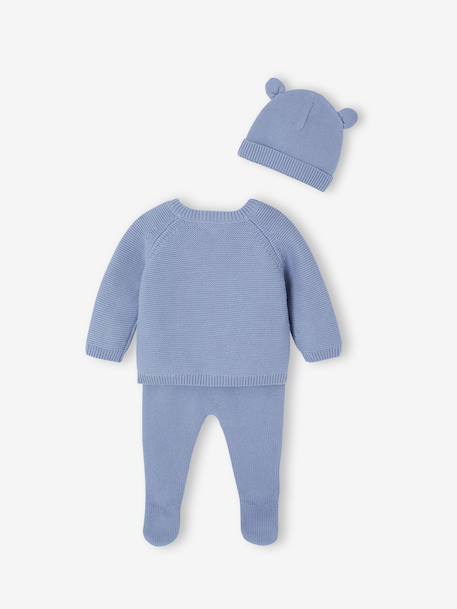 Ensemble naissance en tricot bleu glacier - vertbaudet enfant 