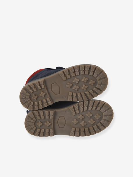 Boots enfant garçon cuir à scratchs marine - vertbaudet enfant 
