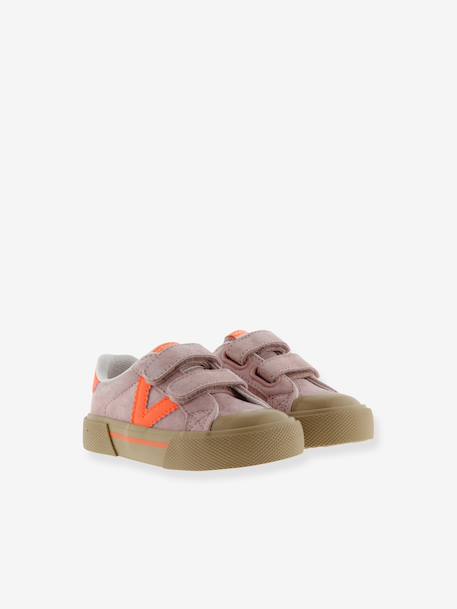 Baskets enfant cuir et contrast à scratchs blush+marine - vertbaudet enfant 