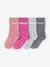 Lot de 4 paires de mi-chaussettes 'message' fille bois de rose - vertbaudet enfant 