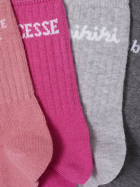 Set van 4 paar enkelsokken 'bericht' meisje rozenhout - vertbaudet enfant 
