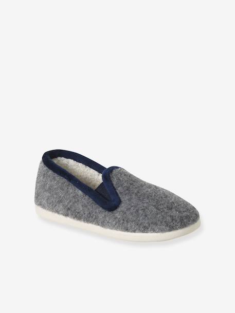 Chaussons velours élastiqués enfant - Fabriqués en France bleu+gris - vertbaudet enfant 