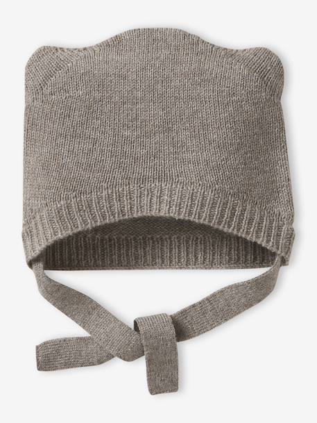 Kit naissance bonnet et chaussons laine et cachemire beige chiné - vertbaudet enfant 