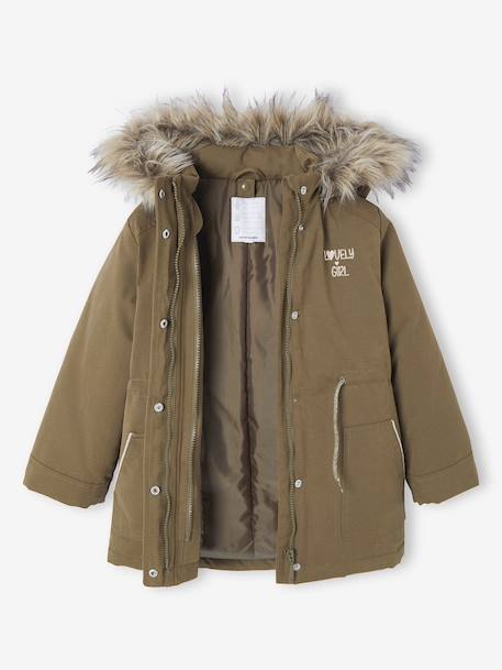 3-in-1 parka met capuchon meisje DARK GREEN+groengrijs+kaki+PURPLE DARK - vertbaudet enfant 