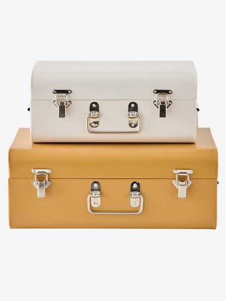 Lot de 2 malles en métal gigognes bleu jean+cannelle+rose nude+vert / jaune - vertbaudet enfant 