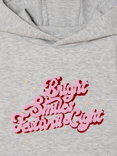 Robe à capuche en molleton fille détails fantaisie anthracite+bleu grisé+gris chiné+marine+vert - vertbaudet enfant 