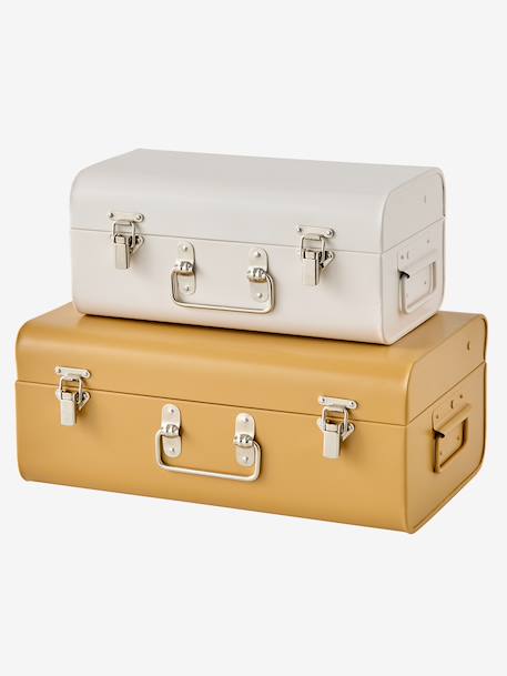 Lot de 2 malles en métal gigognes bleu jean+cannelle+rose nude+vert / jaune - vertbaudet enfant 