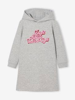 Meisje-Jurk-Meisjesjurk van sweatstof met capuchon en mooie details