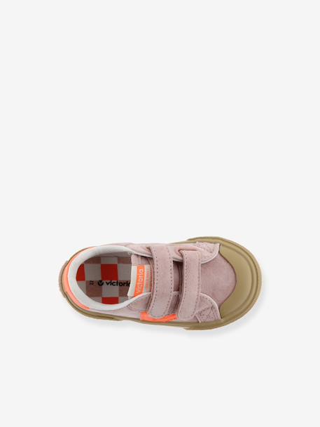 Baskets enfant cuir et contrast à scratchs blush+marine - vertbaudet enfant 