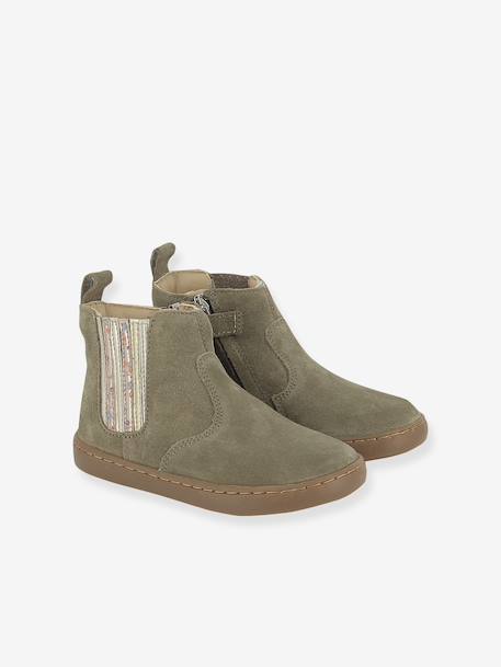 Boots en cuir Play New Shine kaki - vertbaudet enfant 