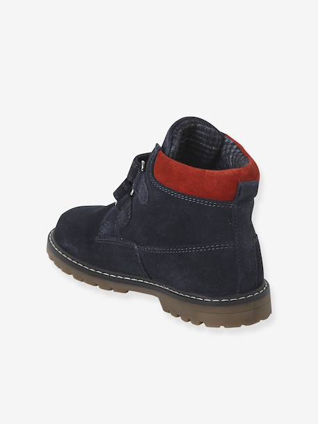 Boots enfant garçon cuir à scratchs marine - vertbaudet enfant 