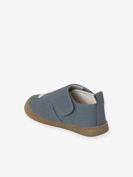 Chaussons à scratchs toile bébé bleu imprimé - vertbaudet enfant 