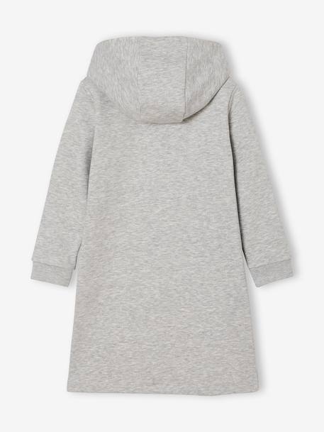 Meisjesjurk van sweatstof met capuchon en mooie details antraciet+gemêleerd grijs+grijsblauw+groen+marineblauw - vertbaudet enfant 