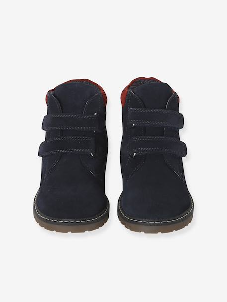Boots enfant garçon cuir à scratchs marine - vertbaudet enfant 