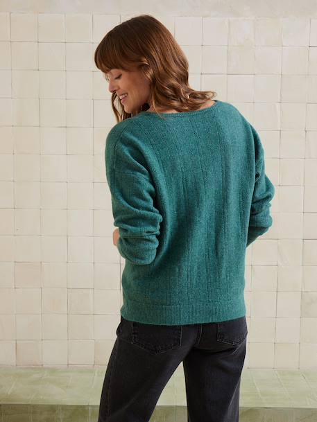 Pull col V grossesse en maille mousseuse fantaisie grenadine+vert anglais - vertbaudet enfant 