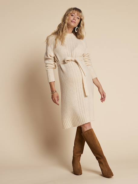 Gebreide zwangerschapsjurk ENVIE DE FRAISE beige+parelgrijs - vertbaudet enfant 