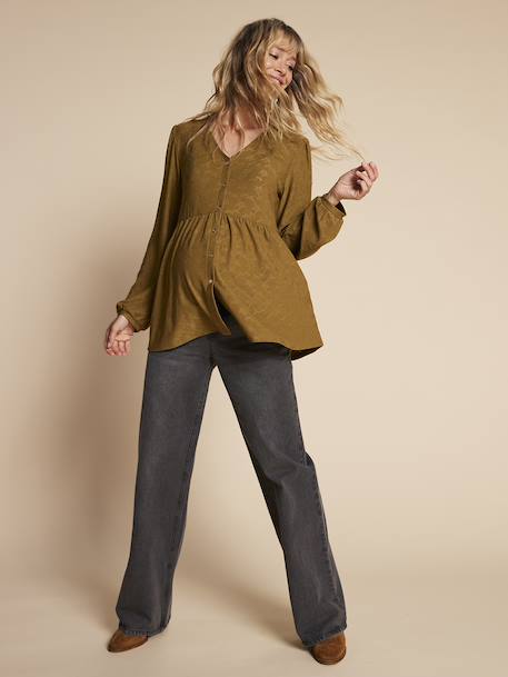 Blouse voor zwangerschap en borstvoeding olijf - vertbaudet enfant 