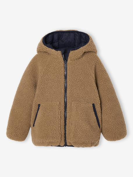 Garçon-Doudoune à capuche réversible garçon matelassée et sherpa