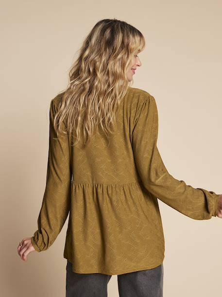 Blouse voor zwangerschap en borstvoeding olijf - vertbaudet enfant 