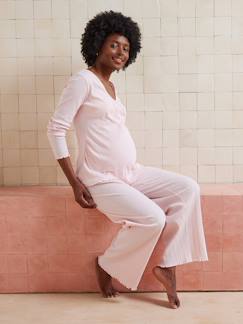 Vêtements de grossesse-Pyjama, homewear-Ensemble 2 pièces pyjama grossesse et allaitement en côtes richelieu