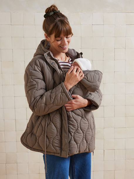 Gewatteerde meegroei mantel voor tijdens en na de zwangerschap taupe - vertbaudet enfant 