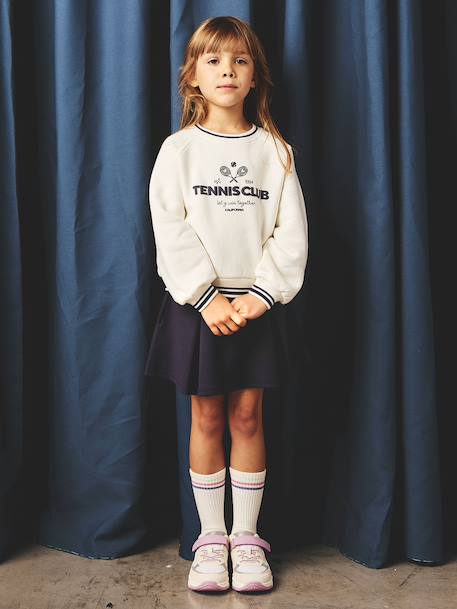 Sweat sport motif tennis club fille écru - vertbaudet enfant 