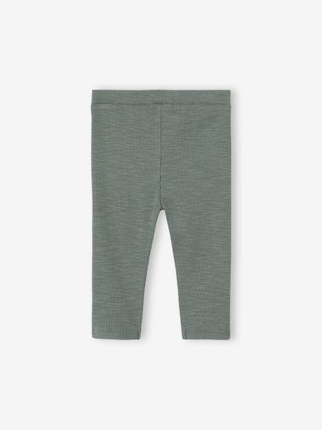 Baby legging in geribbelde tricot groen+roze (poederkleur) - vertbaudet enfant 