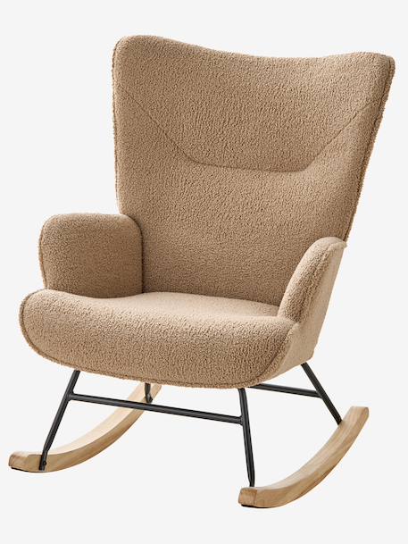 Fauteuil d'allaitement à bascule en tissu bouclette écru+moka - vertbaudet enfant 