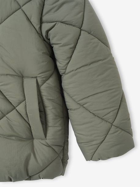 Doudoune fille à capuche doublée sherpa blush+marine+vert - vertbaudet enfant 