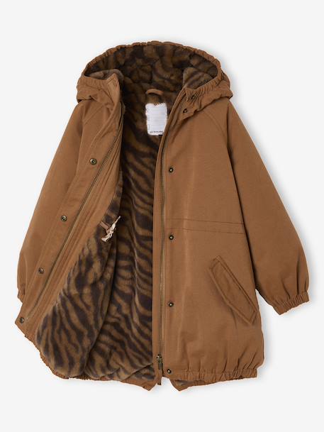 Parka fille à capuche doublée imitation fourrure bois de rose+camel+marine+noir - vertbaudet enfant 