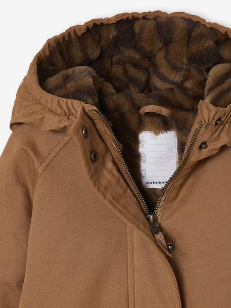 Parka fille à capuche doublée imitation fourrure bois de rose+camel+marine+noir - vertbaudet enfant 