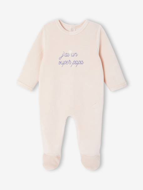 Set van 2 babyslaappakjes in fluweel / velours lichtroze - vertbaudet enfant 