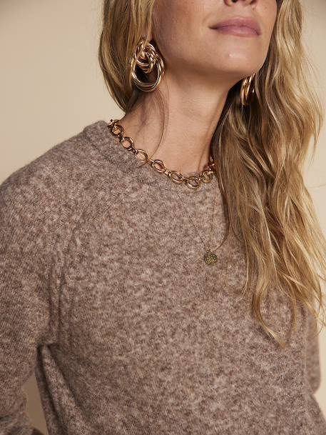 Zwangerschaps trui met raglanmouwen en vlecht ENVIE DE FRAISE beige - vertbaudet enfant 