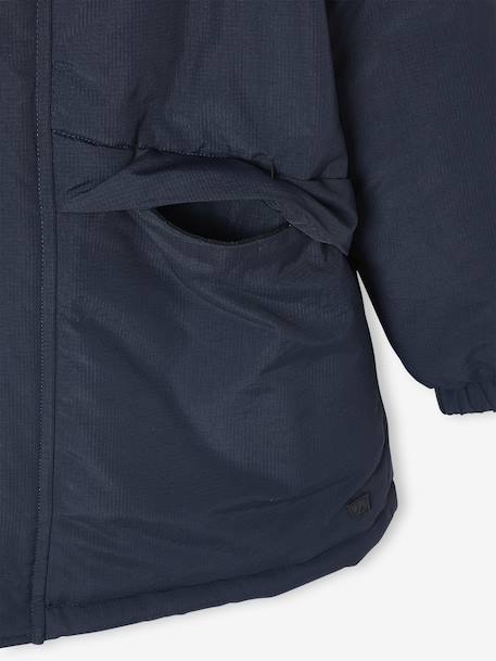 Parka garçon à capuche doublure sherpa kaki+noir - vertbaudet enfant 