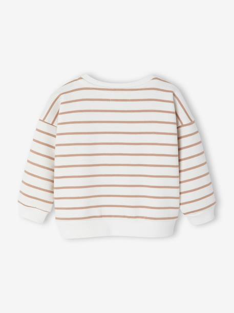 Sweater geboorte in gestreepte fleece met opening bij de schouders ecru - vertbaudet enfant 