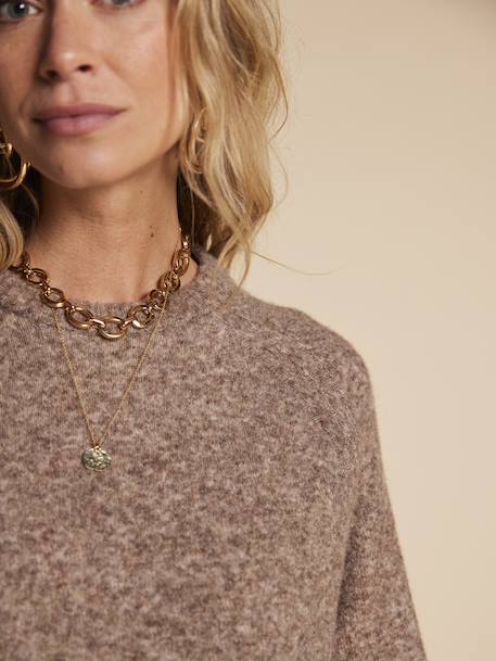 Zwangerschaps trui met raglanmouwen en vlecht ENVIE DE FRAISE beige - vertbaudet enfant 