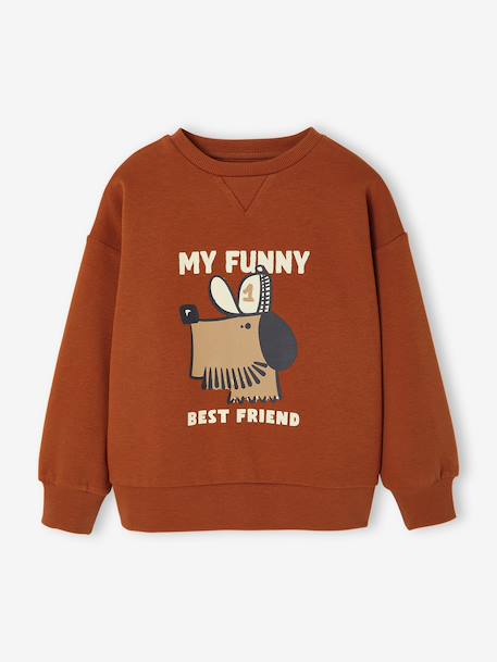 Sweat chien imprimé garçon rayé blanc+tomette - vertbaudet enfant 