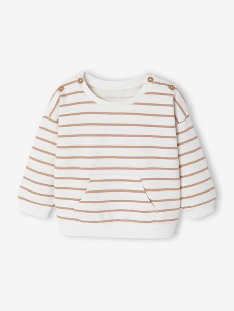 Bébé-Sweat naissance en molleton rayé avec ouverture aux épaules