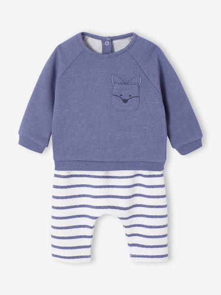 Set sweater en broek baby BEIGE CLAIR RAYE+gemêleerd blauw+lichtroze - vertbaudet enfant 