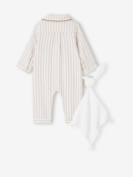 Babyslaappakje set in flanel + knuffels beige - vertbaudet enfant 