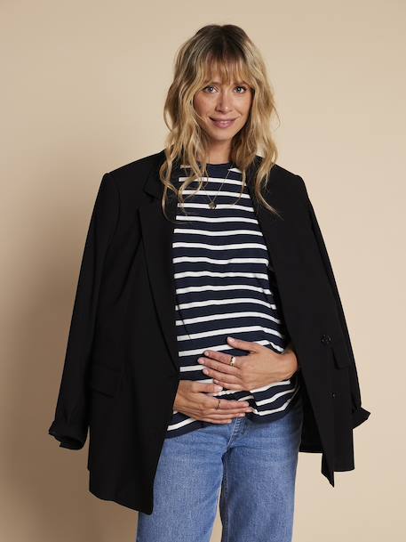 Gepersonaliseerde zwangerschaps- en borstvoedingstrui met strepen ENVIE DE FRAISE marineblauw - vertbaudet enfant 