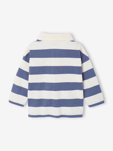 T-shirt polo bébé rayé manches longues bleu grisé - vertbaudet enfant 