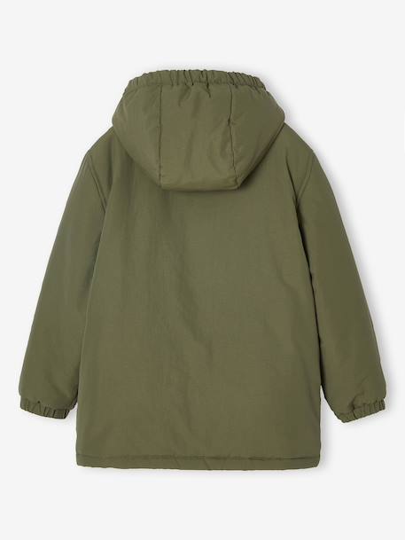 Parka garçon à capuche doublure sherpa kaki+noir - vertbaudet enfant 