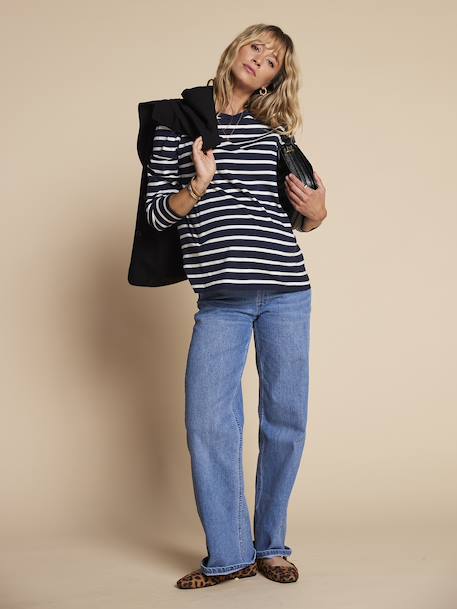 Gepersonaliseerde zwangerschaps- en borstvoedingstrui met strepen ENVIE DE FRAISE marineblauw - vertbaudet enfant 
