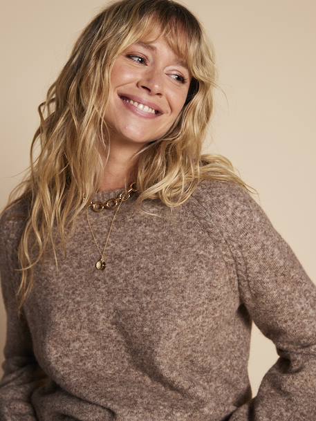 Zwangerschaps trui met raglanmouwen en vlecht ENVIE DE FRAISE beige - vertbaudet enfant 