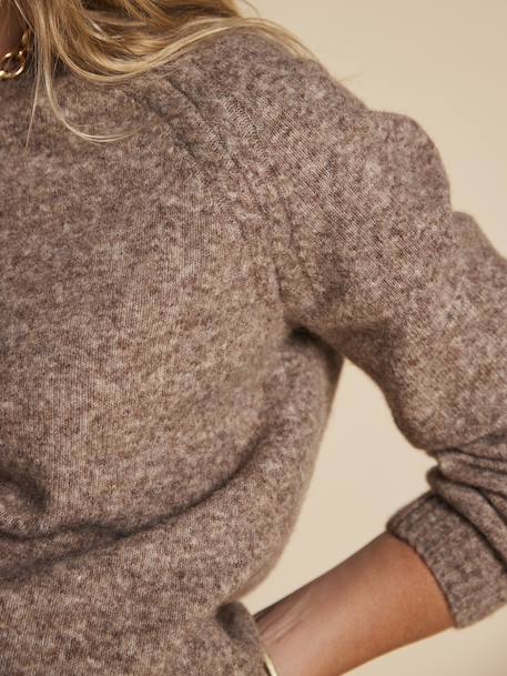 Zwangerschaps trui met raglanmouwen en vlecht ENVIE DE FRAISE beige - vertbaudet enfant 