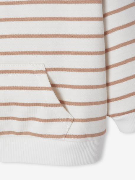 Sweater geboorte in gestreepte fleece met opening bij de schouders ecru - vertbaudet enfant 