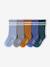 Lot de 5 paires de chaussettes côtelées rayées garçon bleu ciel+bleu grisé+marine - vertbaudet enfant 